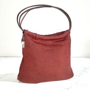 VTG The Sak Rose Color Shoulder Bag Crochet Dual Strap Magnetic Closure Hobo Y2K